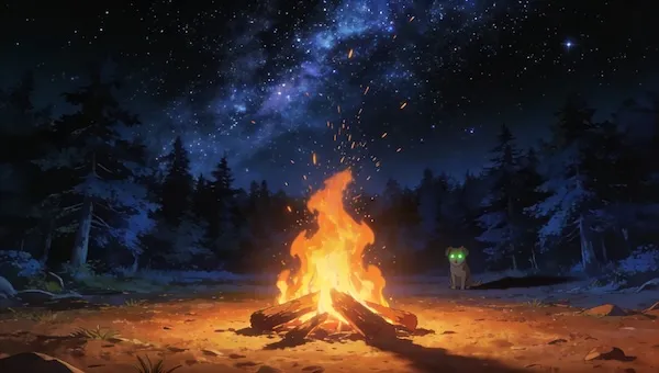 Neo-Babylon concept image: Forest Night Campfire