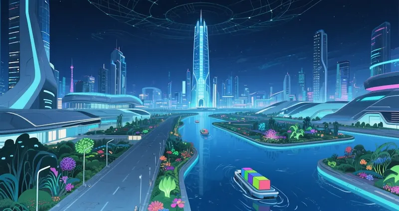 Neo-Babylon concept image: ch3Bay City夜
