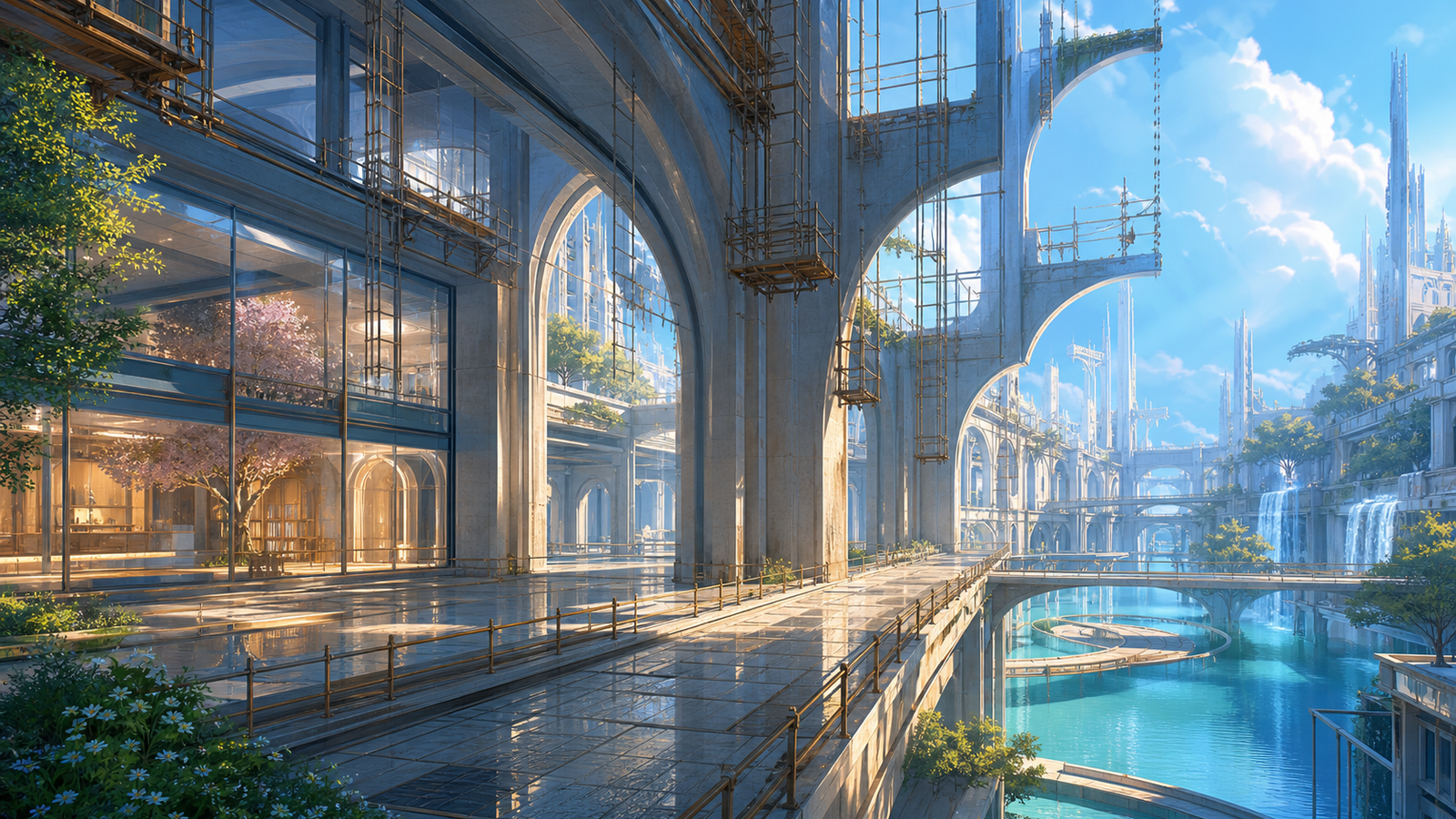 Inside Neo Babylon's Unfinished Memorial Corridor, unsealed memory rooms, scaffolds of light, and incomplete arches remain preserved, showing why memory cannot be compressed into summary without people or text